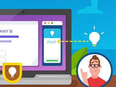 On-boarding graphics 2 app css flat design html idea ideas lightbulb onboarding onboarding illustration profile research user vector webapp