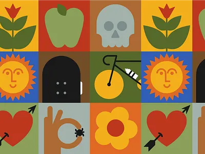 On a grid art doodle flat fun geometric illustration illustrator vector