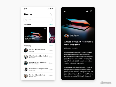 Medium Redesign Concept blog design graphic design ios iphone iphone x medium minimal minimal app news app redesign ui ux