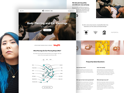 Chronic Ink Piercing Services design grid illustration infographic jewelry landing landing page photography piercing ui ux web website
