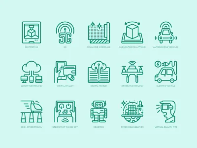Technologies disruption icons set icon icon design illustration outline icon technology icons