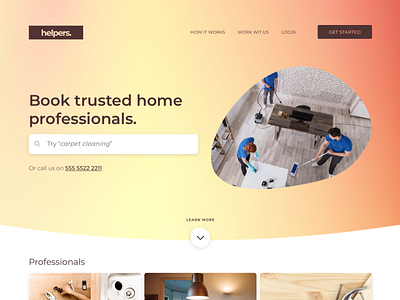 Website for the Helpers cleaning company gradient graphic design landing page ui ux design web design yellow