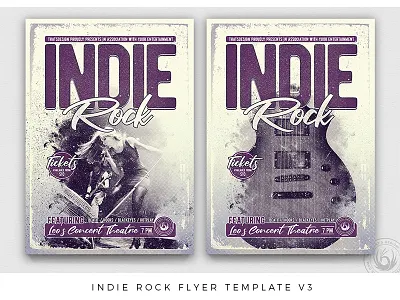 Indie Rock Flyer Template V3 alternative band design distressed fest festival flyer gig grunge guitar indie live music photoshop poster print psd rock template thatsdesign