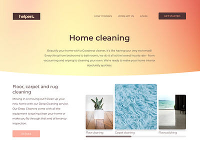 Website for the Helpers cleaning company design gradient graphic design ui ux web deisgn yellow