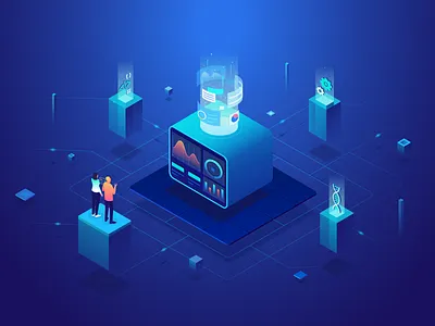 Anarock Website Illustration character charts clean design gradient illustration illustrator isometric minimal perspective tech ui web website