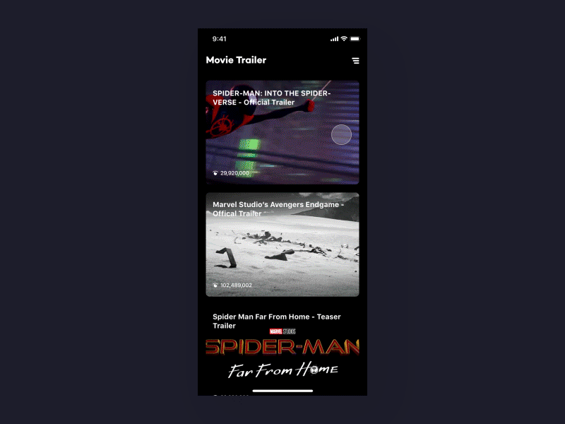 Movie Trailer App Concept app app concept concept app interaction ios movie movie app movie trailer ui design ui designer uiux video