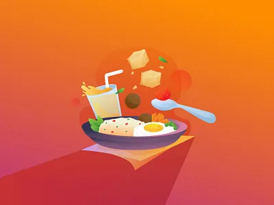 Nasi Goreng dan Es Jeruk food food and beverage food and drink illustration vector