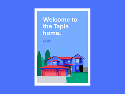 Flat illustration poster design • Evan Ebert real estate bright colorful contrast flat design graphic headline home house illustration poster real estate sky trees vibrant