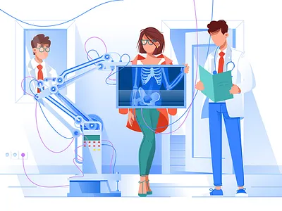 The x-ray doctor doctor flat illustration kit8 medical patient physician radiograph service vector xray