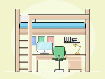 Bedroom animation art branding design designer flat icon illustration illustrator logo minimal typography vector web website