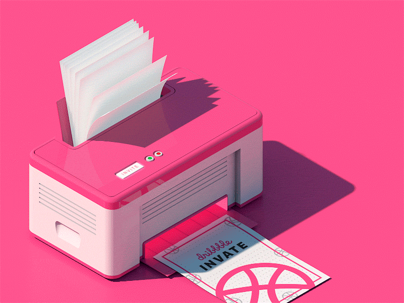 One Dribbble invite to giveaway 3d 3d animation animation dribbble dribbble ball dribbble invite dribbble invite giveaway email gif invite pink print printer white