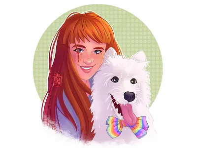 Portrait💛iPad Pro + Procreate art branding cartoon cartoon character cg character character design commission concept design dog girl illustration ios ipad pro logo modern portrait procreate sketch