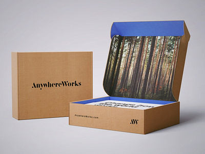 AnywhereWorks Box branding copywriting packaging design strategy sustainability typography