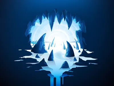 Fanged Cave depth exit fang fish gorge illustration inspiration landscape mystyle nature negative proart prokopenko radiance river rock trend water waterfall