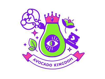 Avocado Kingdom avocado crown evil eye flowers garden green icon illustation king kingdom leaves neon pink plant based purple regal t shirt vegan