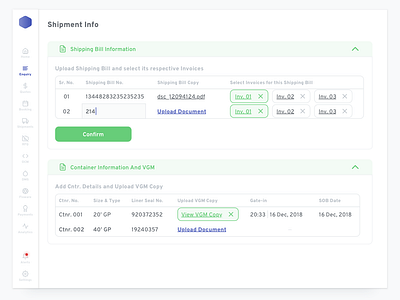 6. Shipment Info Wireframe dashboard data delivery enterprise field form invoice map minimal navigation package payment port sass shipping sidebar table type ui white