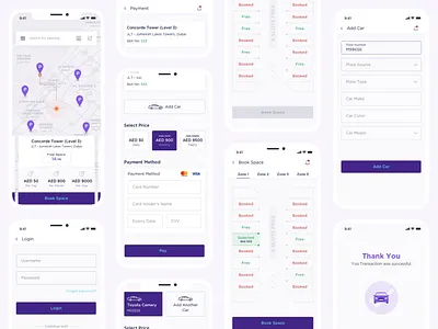 Parking App Screens animation application car dubai effects flat icon interaction interface ios mobile mobile app parking app settings ui ux web