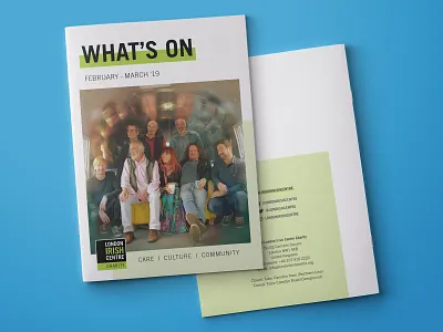 London Irish Centre - Event Guide art blue book charity clean design event graphic graphic design graphicdesign green layout magazine print white