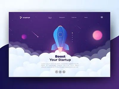 Startup Header Concept boost gradient header modern rocket space stars takeoff web website