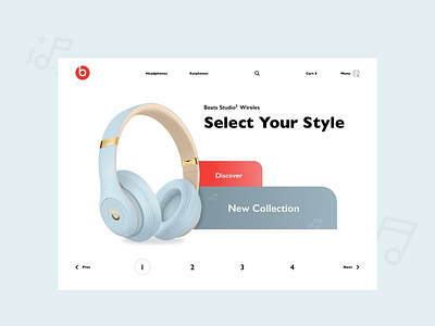 Beats Headphones app flat headphones interface minimal music profile ui ux web