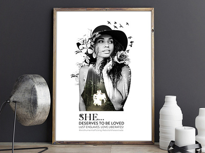 "She deserves to be loved" Poster digital art double exposure freelancer krystlesvetlana poster design
