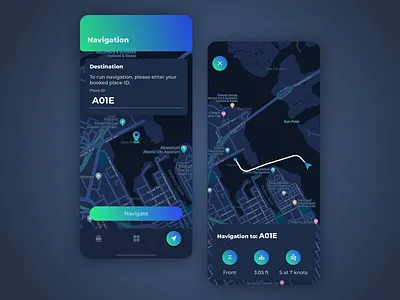 Marina navigation app dark mode marina ui