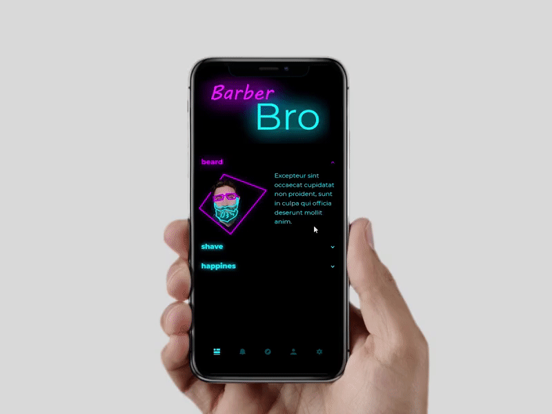 Dropdown menu adobexd animation app barbershop design madewithadobexd ui uiux ux