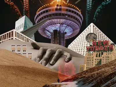 A Long Way Home art artist artwork artworks building city collage color contemporary art design edition handmade illustration octopus print surreal surrealism tropical vector