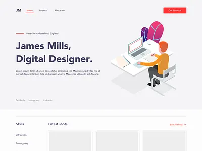 Portfolio Re Design blue brand branding character clean design flat identity illustration illustrator ios minimal typography ui ux vector web website
