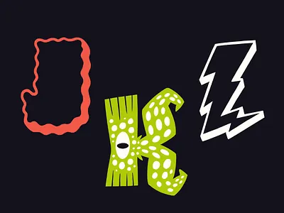 36 Days of Spooky Type: JKL creature horror illustration lettering spooky type