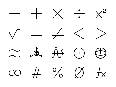 Math & Number Icon Set algebra arithmetic calculate calculus education equal equation geometry glyph icon iconography logic math mathematics numbers physics punctuation shapes symbol vector
