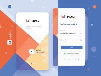 Maxim walkthrough Exploration 02 app clean color dasboard exploration fluent grid interface ios layout minimal mobile pattern presentation trend ui uinugget ux visual webapp