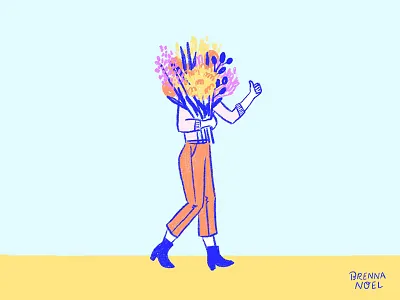 Hand Full of Blooms boss lady botanical bouquet design doodle fleur floral floral design florist flowers girl hand drawn illo illustration illustrator ipad pro photoshop procreate thumbs up wacom