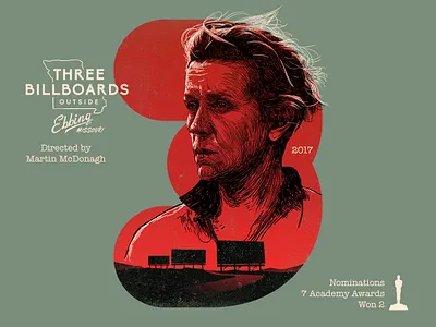 3 for movie 'Three Billboards Outside Ebbing, Missouri'. 36daysoftype academy awards design digital drawing frances mcdormand graphic art graphic design hollywood illustration movie photoshop portrait portrait art type type challenge type daily typography woodcut