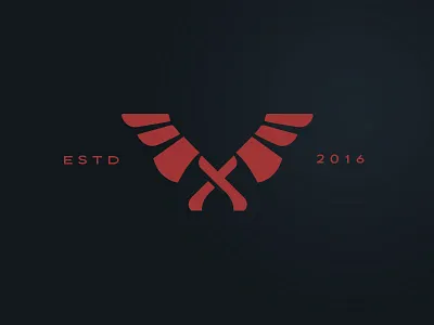 Axe & Owl axe handle icon navy blue owl red wings