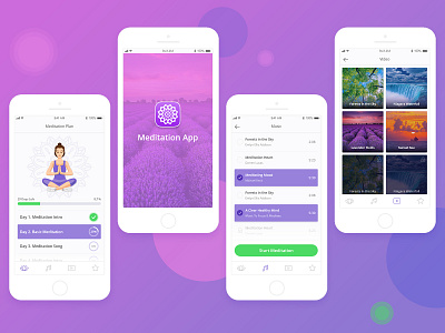 Meditation Mobile App iOS app design interface media player meditation music app ui video