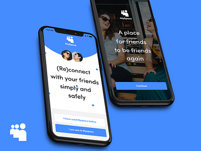 MySpace Onboarding app blue facebook minimal myspace onboarding onboarding flow snapchat social social app ui ux
