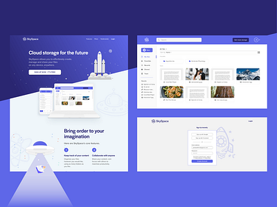 SkySpace cloud storage desktop design landing page mockup space ux ux ui