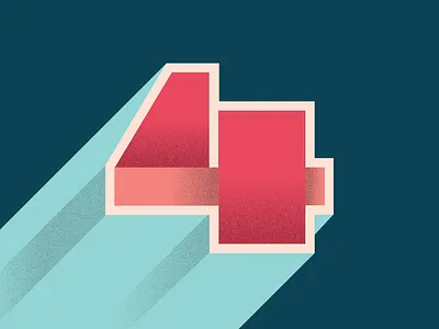 36 Days of Type: Number 4 lettering long shadow number san serif vector