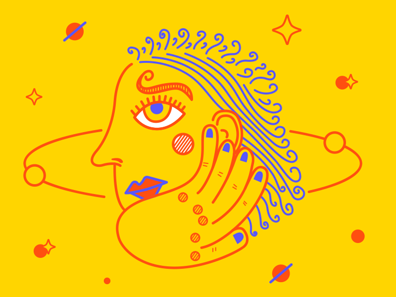 Overthinking after effects animation character girl illustration life motion design star think thinking