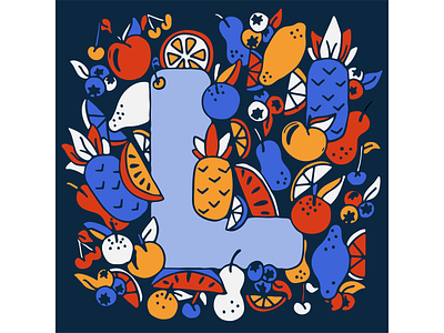 doodled letter L design doodle doodling fruit fun colors illustration letter typography