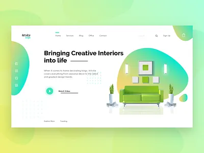 Artville Design Interior Decor Webpage Concept branding clean design flat gallery illustration interaction design interiordesign landing page landing page concept logo minimal typography ui ux uxui vector web design webpage website