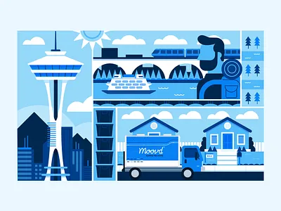 Illustration | Moovd Flat Pattern Illustrration branding color design flat illustrations freelance illustration illustrator movers moving seattle style vector