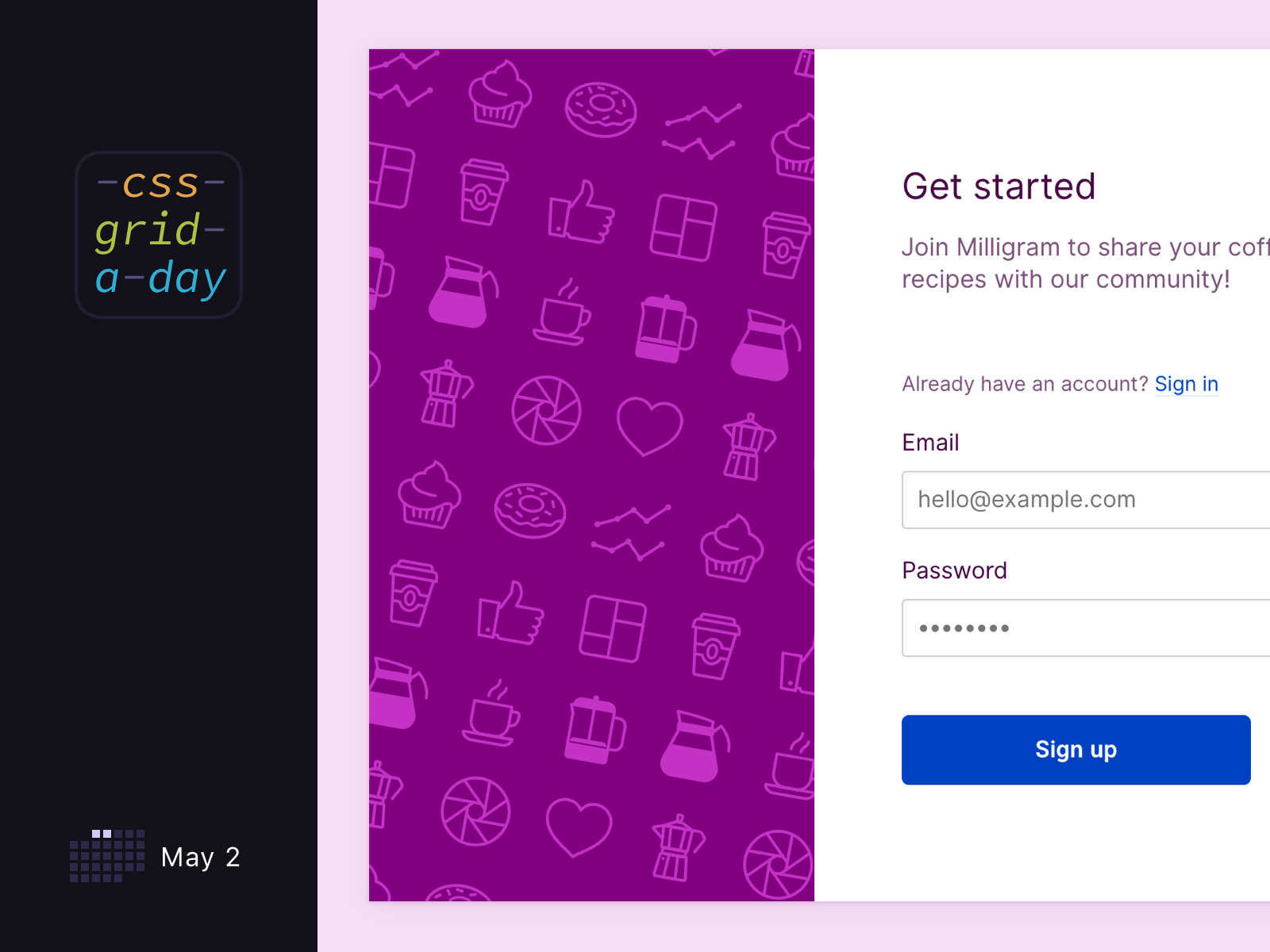 CSS Grid Signup Form by Brett Jones on Dribbble