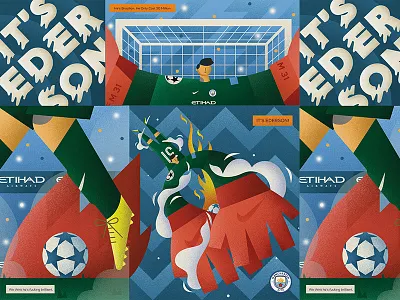 Ederson Moraes ball brfootball championsleague character color design ederson edersonmoraes football illustration indonesia mancity mcfc people soccer vector