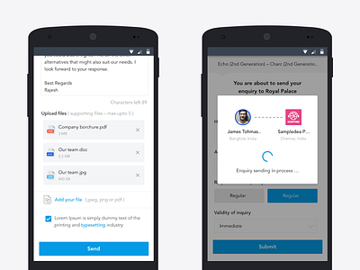 Enquiring a product business app enquiry market ui design
