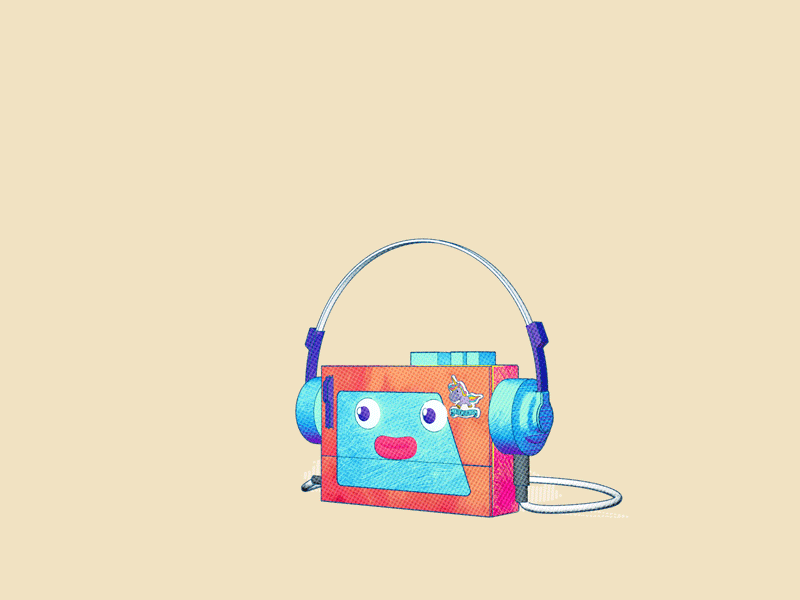 Larry The Walkman Boi 3d animation character cinema 4d creative design flat gif illustration minimal mograph motion graphics retro vector