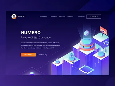 Hero Illustration For Numero Private Digital Currency apps business crypto hero design ico illustration isomatric ui vector