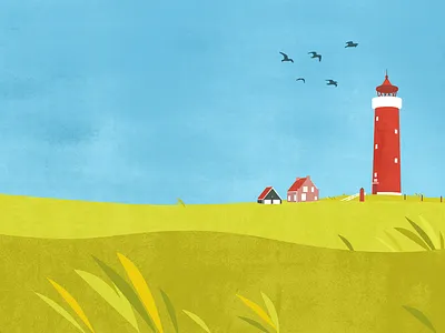 Lighthouse countyside digital illustration illustrator cc peaceful photosop texture vector
