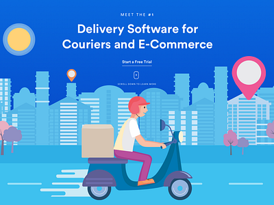 Wimo App clean delivery design illustration landing page minimal modern muzli ui user interface web web design